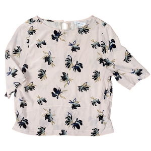 Amour Vert Floral Print Top Pink Size Medium 100% Silk